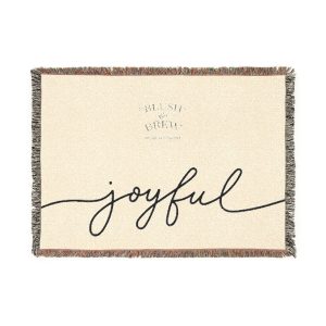 joyful script Woven Blanket | cozy throw, minimalist typography